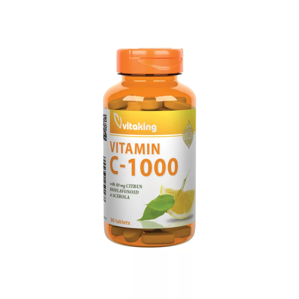 Vitaking C-vitamin 1000mg, Bioflavonoid, acerola, csipkebogyó tabletta –