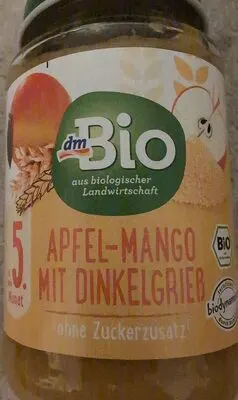 Bio bébidesszert alma-mangó tönkölydarával, 5. hónapos kortól