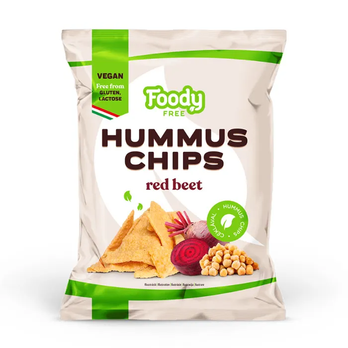 Foody free hummuszchips céklával gm, lm, vegán