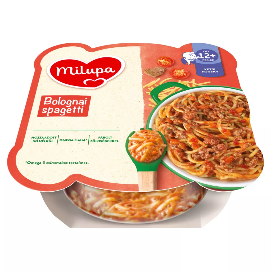 Milupa bolognai spagetti zöldséges, húsos étel kifejezetten kisgyermekek számára 12 hó+