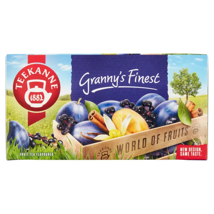 Teekanne World of Fruits Granny's Finest bodza-, vanília- és szilvaízű gyümölcstea 20 filter