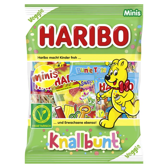 Haribo Knallbunt Minis vegyes, gyümölcs- és kólaízű gumicukorka