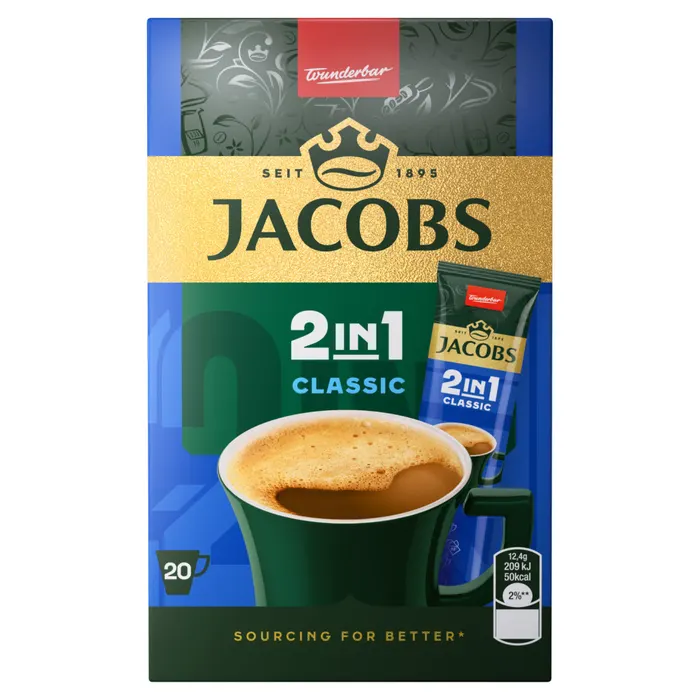 Jacobs 2in1 Classic azonnal oldódó kávéitalpor kávéfehérítővel