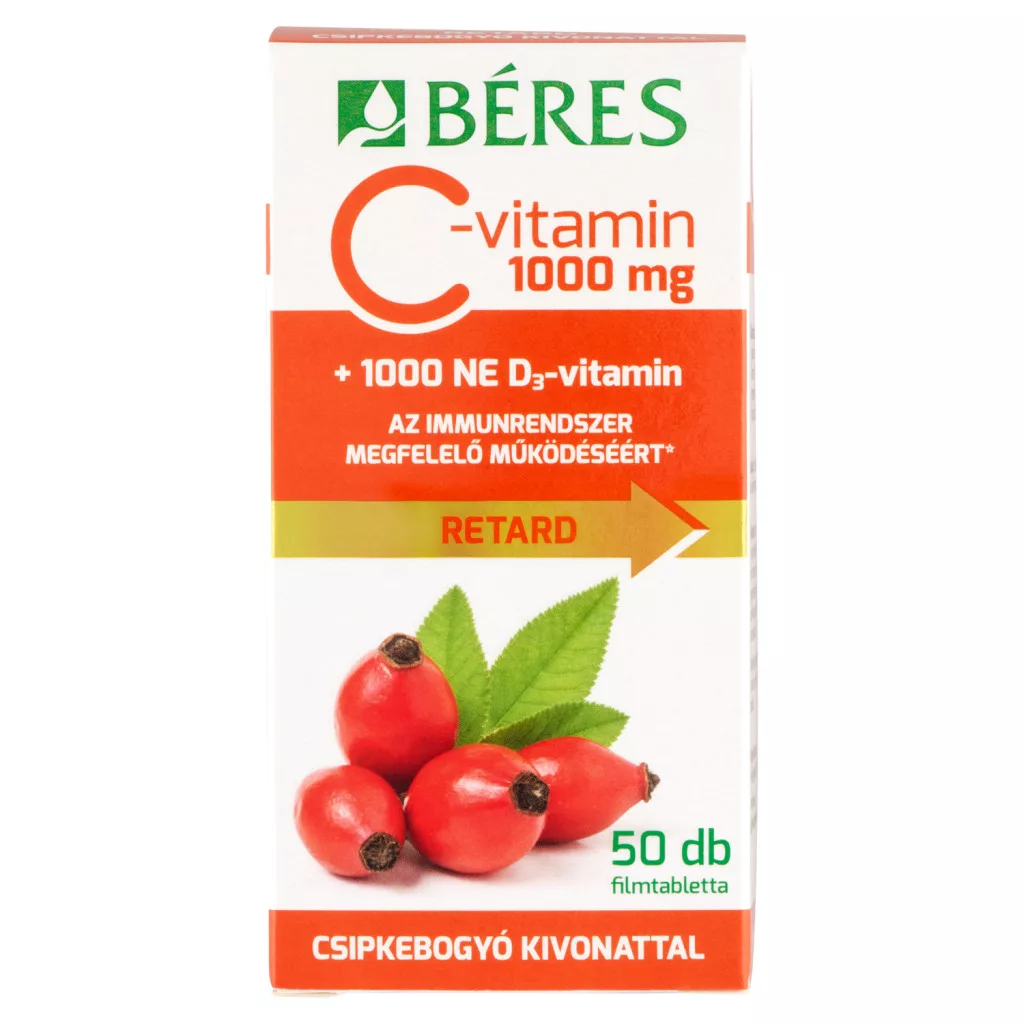 Béres C-vitamin 1000 mg + 1000 NE D3-vitamin filmtabletta csipkebogyókivonattal
