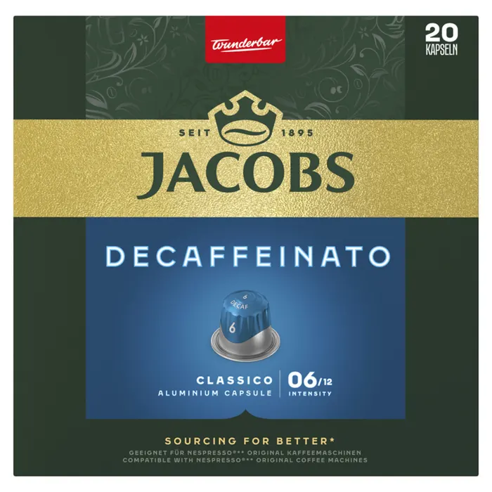 Jacobs Decaffeinato Classico koffeinmentes őrölt-pörkölt kávé kapszulában