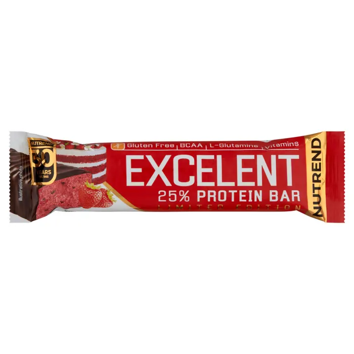 Nutrend Excelent fehérje szelet epertorta Limited Edition gluténmentes