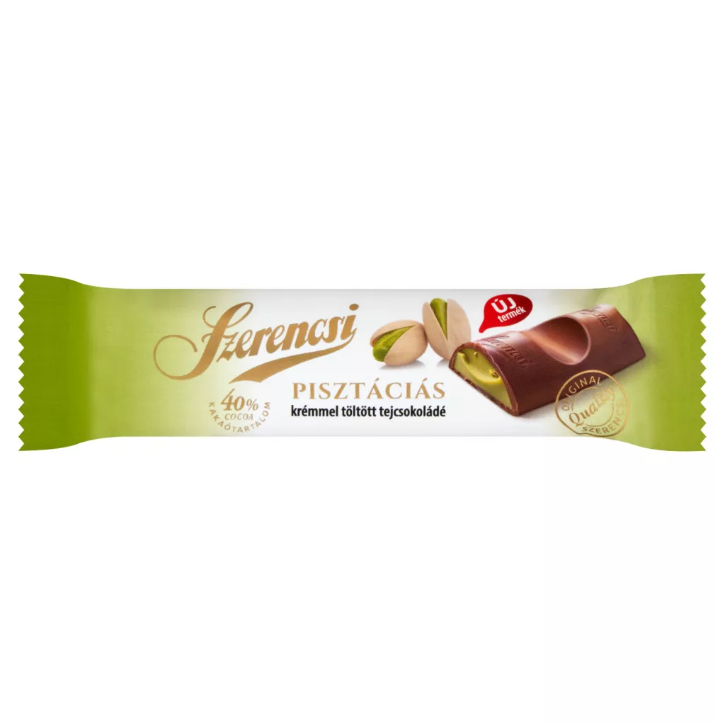 Szerencsi pisztáciás krémmel töltött tejcsokoládé