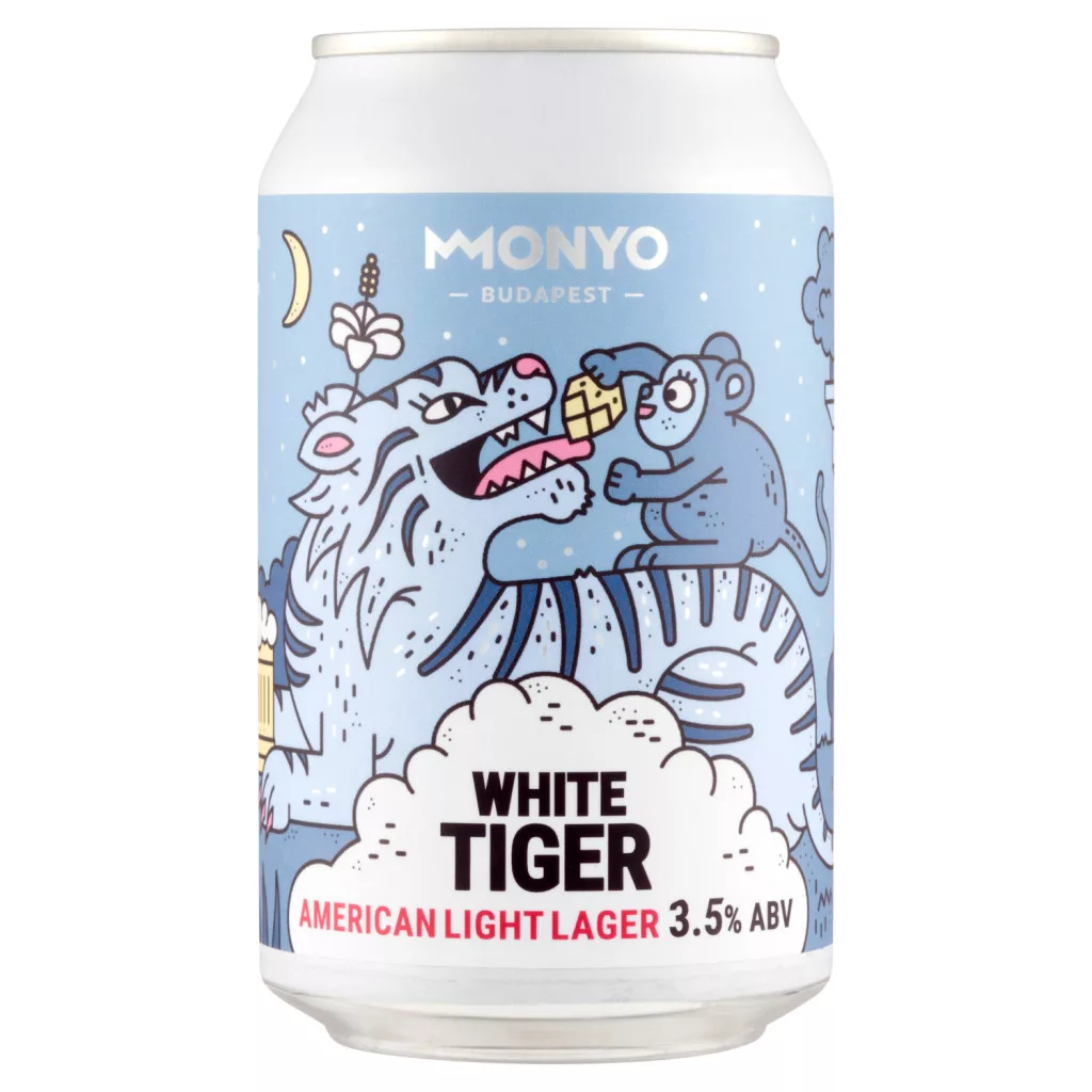 MONYO White Tiger American Light Lager típusú szűretlen alsóerjesztésű sör 3,5%