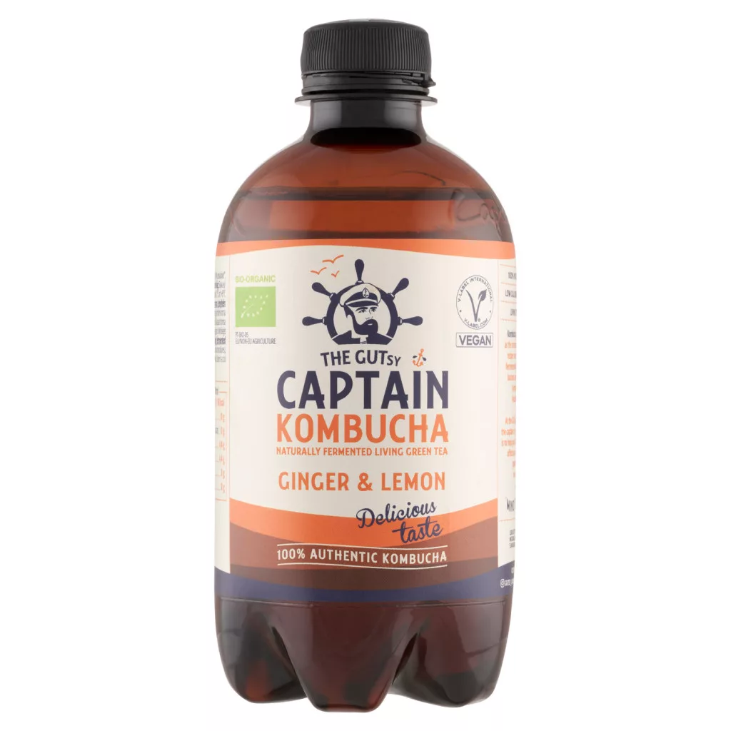 The Gutsy Captain Kombucha gyömbér-citromos bio enyhén szénsavas fermentált zöld tea ital