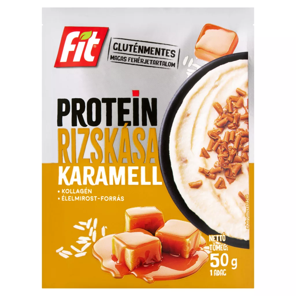 Fit Protein rizskása vajkaramellás ízesítéssel, kollagénnel és szójafehérjével