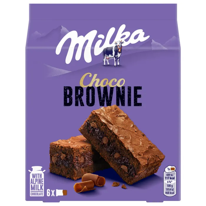 Milka Choco Brownie sütemény alpesi tejcsokoládéval és tejcsokoládé darabokkal