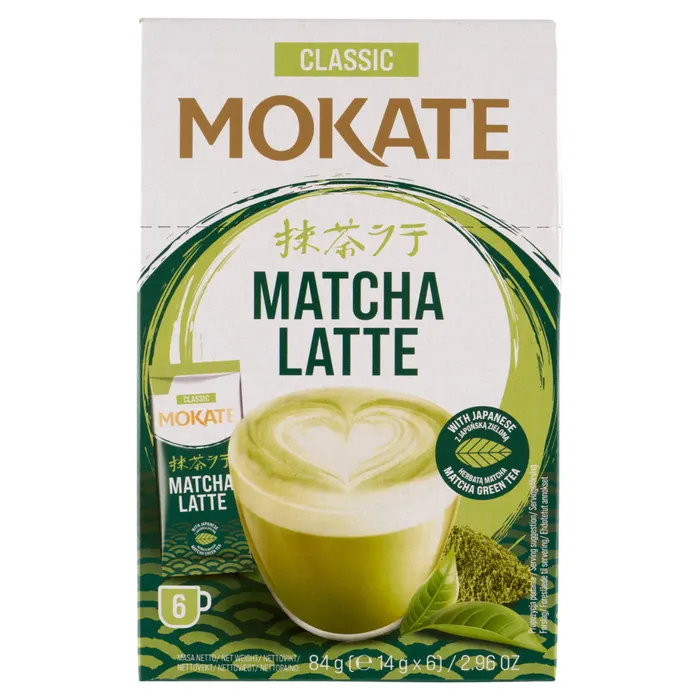 Mokate Classic Matcha Latte tej és zöldtea alapú instant italpor