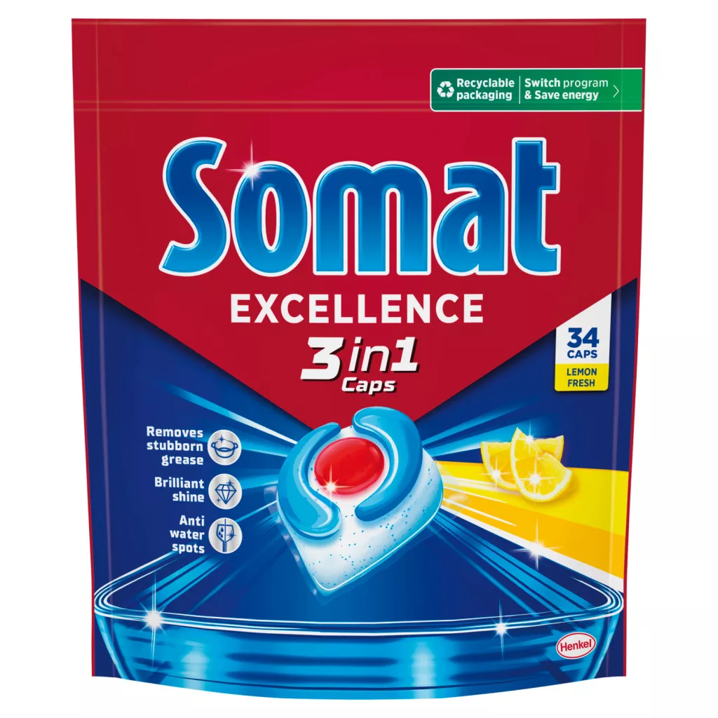 Somat Excellence Lemon Fresh 3in1 gépi mosogatószer kapszula