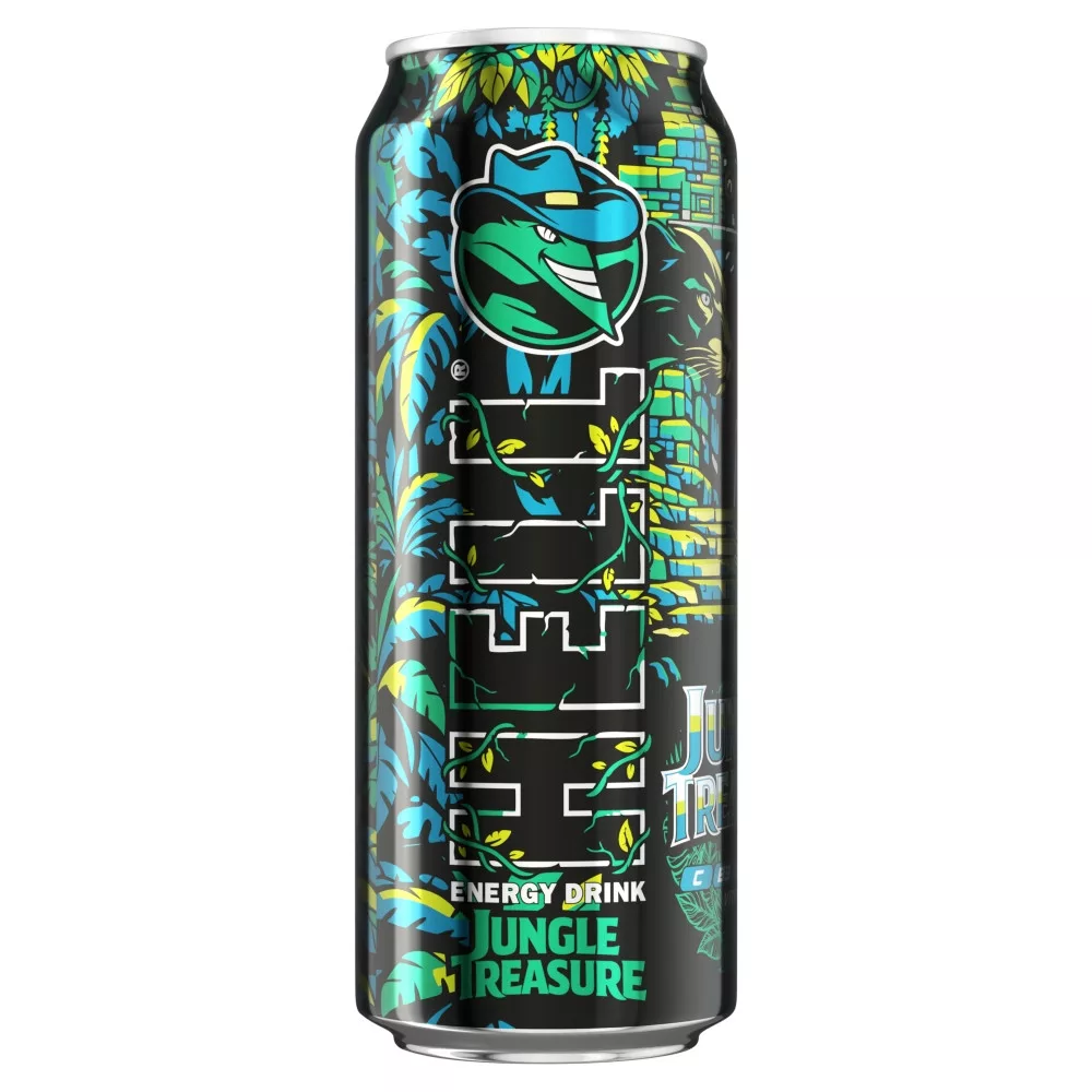 HELL Jungle Treasure lime- és menta ízű, koffeintartalmú, szénsavas energiaital
