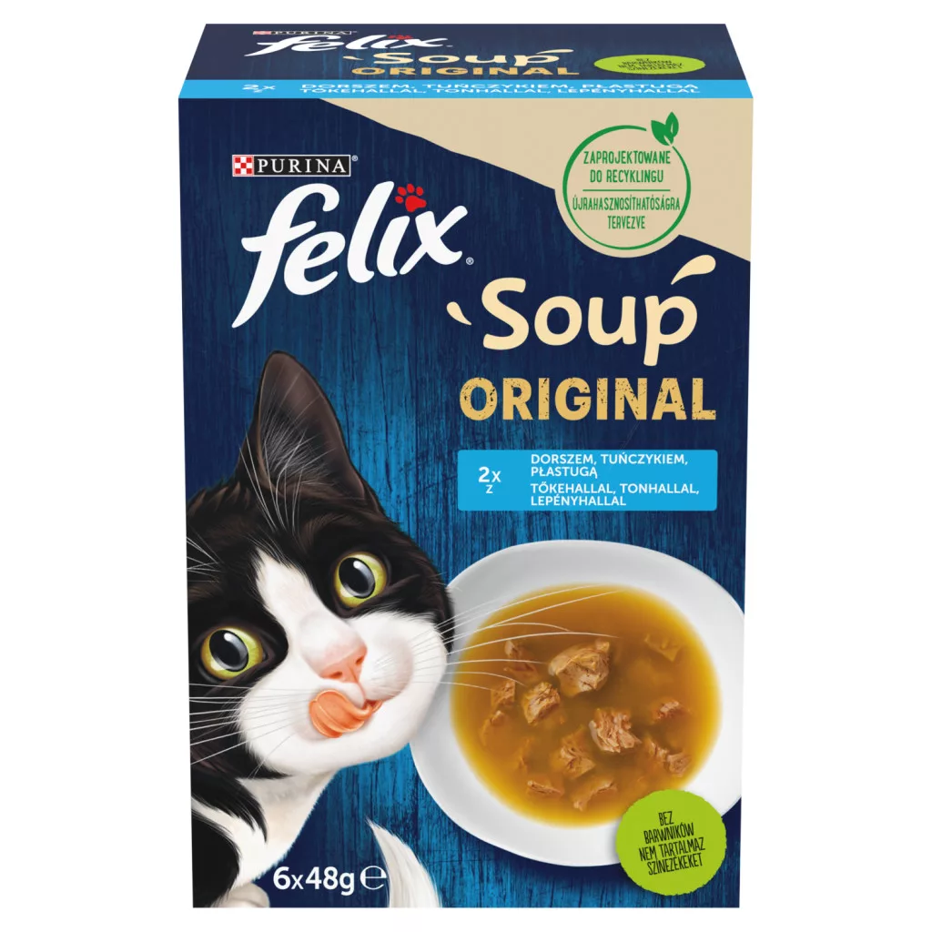 Purina FELIX Soup Original nedves macskaeledel Halas válogatás szószban