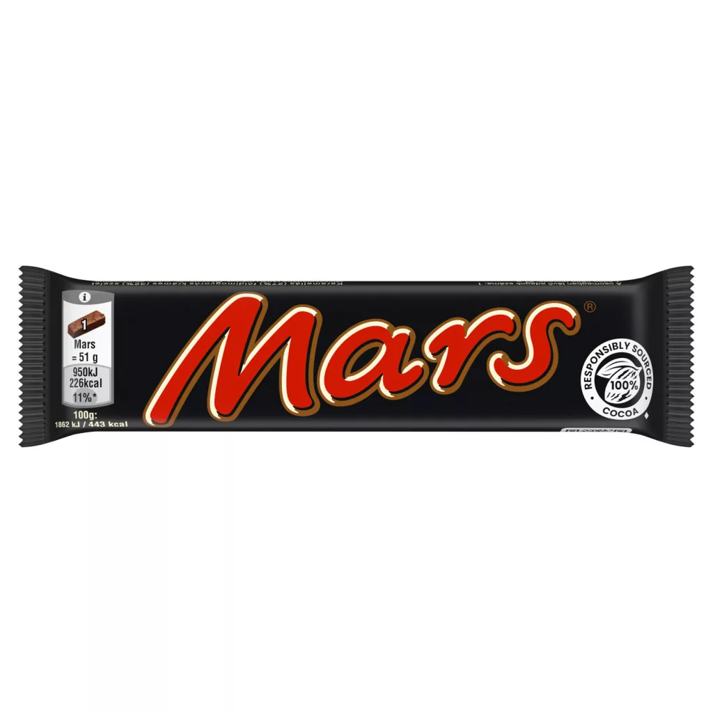 Mars tejcsokoládé karamella belsővel és lágy töltelékkel