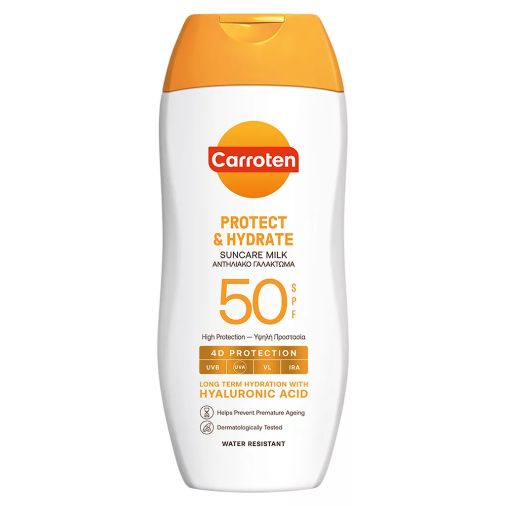 Carroten Protect & Hydrate SPF50 naptej hialuronsavval