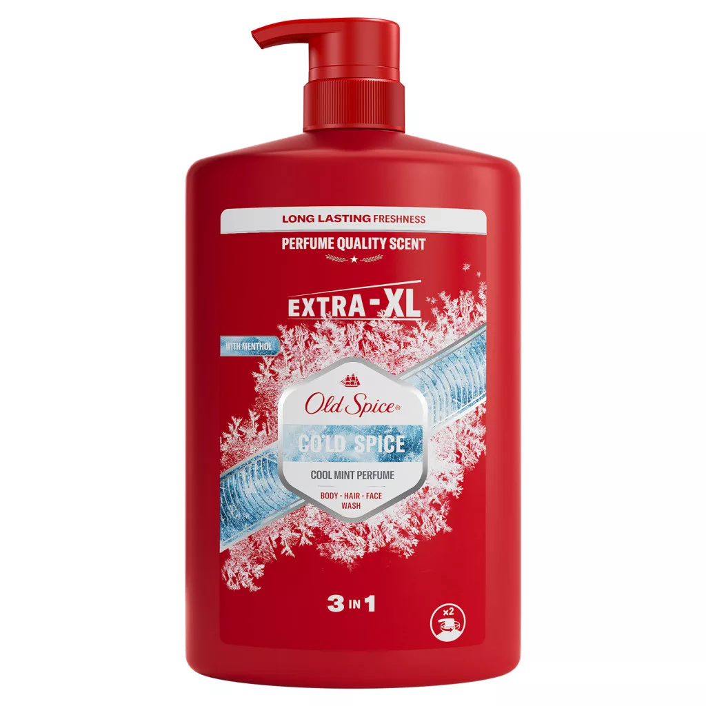 Old Spice Cold Spice Férfi 3 az 1-ben Arcmosó, Tusfürdő és Sampon
