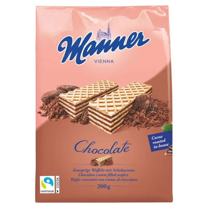 Manner csokoládékrémmel töltött ropogós ostyaszeletek