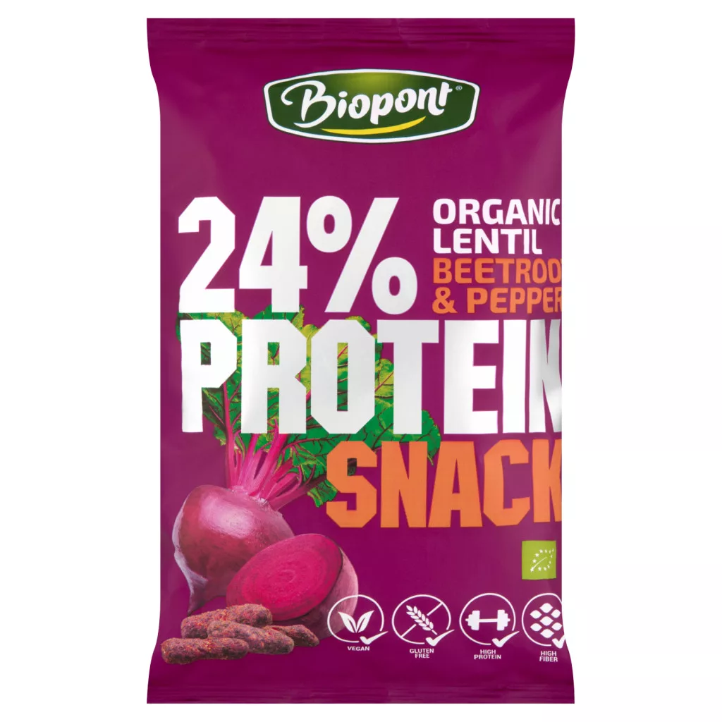 Biopont Protein Snack gluténmentes bio lencse flips céklás-borsos fűszerezéssel