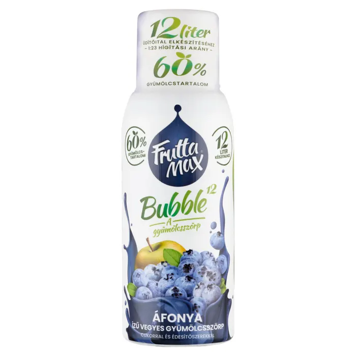 FruttaMax Bubble¹² áfonya ízű vegyes gyümölcsszörp cukorral és édesítőszerekkel
