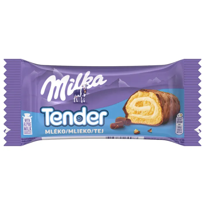 Milka Tender piskótatekercs tejes krémtöltelékkel tejcsokoládéval mártva