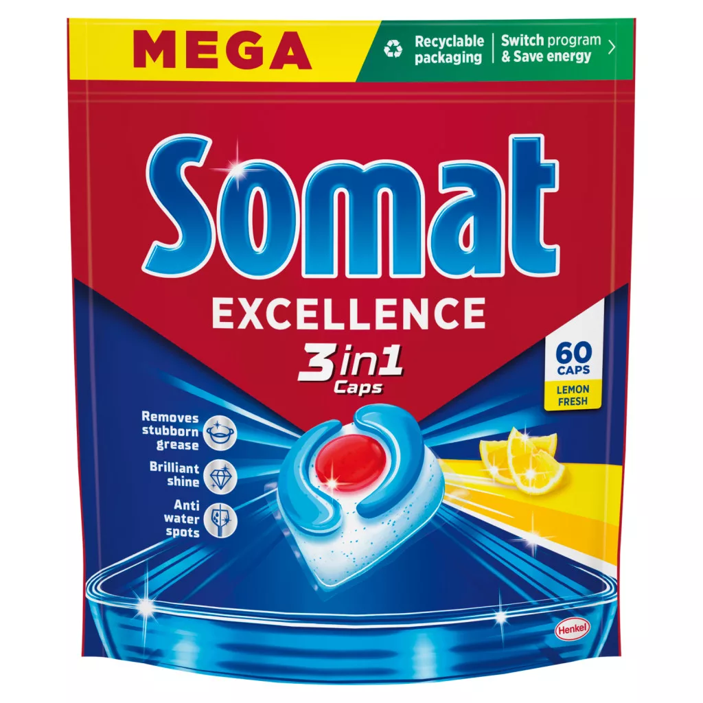 Somat Excellence Lemon Fresh 3in1 gépi mosogatószer kapszula