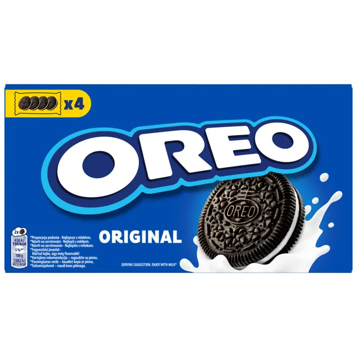 OREO Original Vaníliaízű Töltött Keksz, vegetáriánusok is fogyaszthatják, 16 db keksz