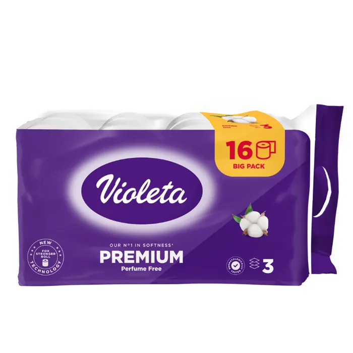 VIOLETA prémium toalettpapír, 3 rétegű, 16 darabos - illatmentes