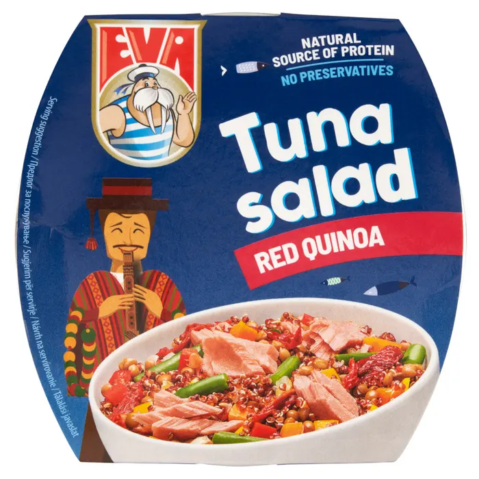 Eva zöldségek tonhallal, vörös quinoa, lencse és szárított paradicsom