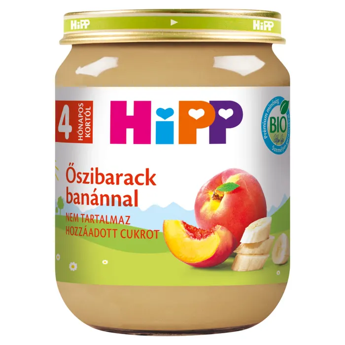 HiPP bio őszibarack banánnal bébidesszert 4 hónapos kortól