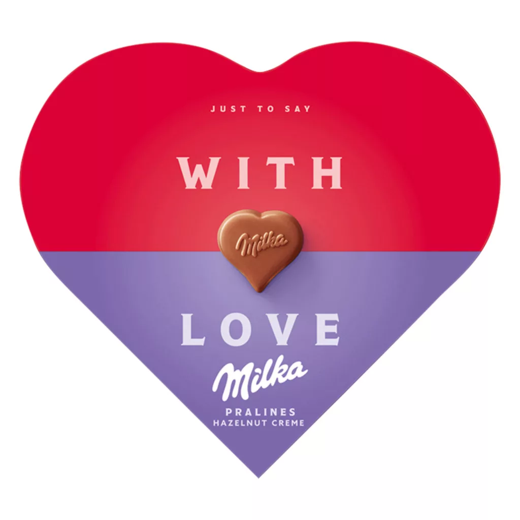Milka I love Milka alpesi tejcsokoládé praliné mogyorós krémtöltelékkel
