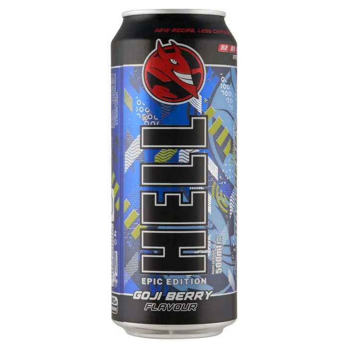 HELL Epic Edition goji bogyó- és tuttifruttiízű, koffeintartalmú szénsavas alkoholmentes ital
