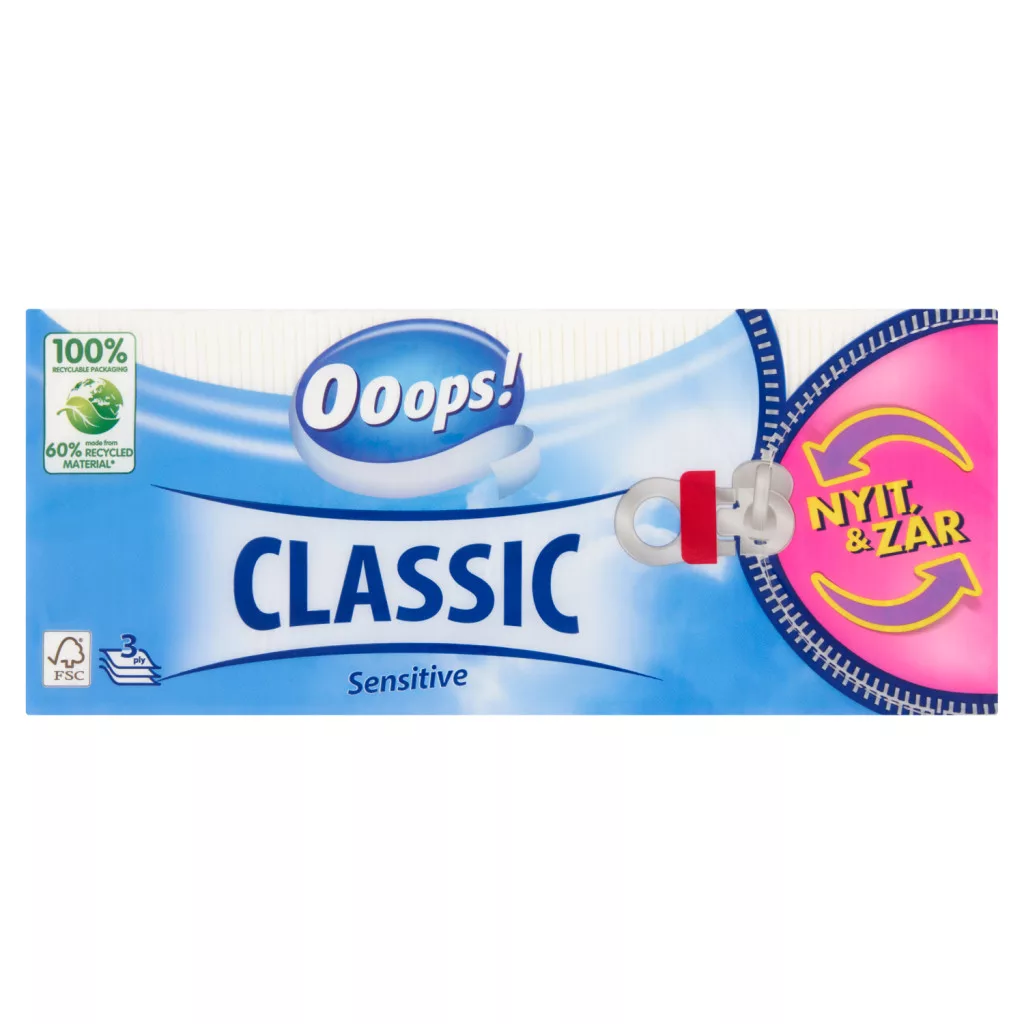 Ooops! Classic Sensitive papír zsebkendő 3 rétegű