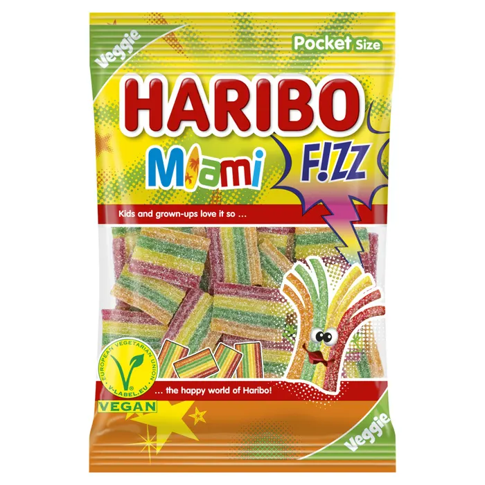 Haribo Miami Fizz gyümölcsízű gumicukorka