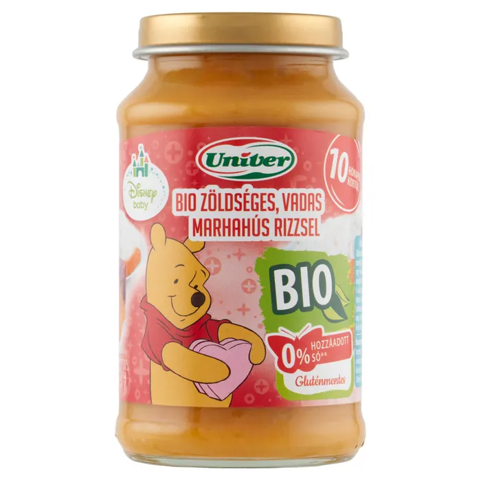 Univer bio zöldséges, vadas marhahús rizzsel bébiétel, 10 hónapos kortól