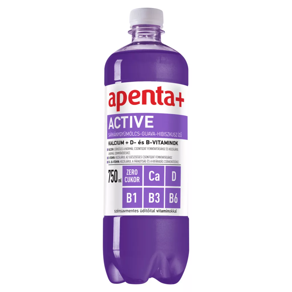 Apenta+ Active sárkánygyümölcs-guava-hibiszkusz ízű energiamentes szénsavmentes üdítőital