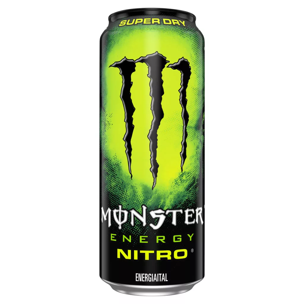 Monster Energy Nitro Super Dry szénsavas ital koffeinnel, cukrokkal és édesítőszerrel