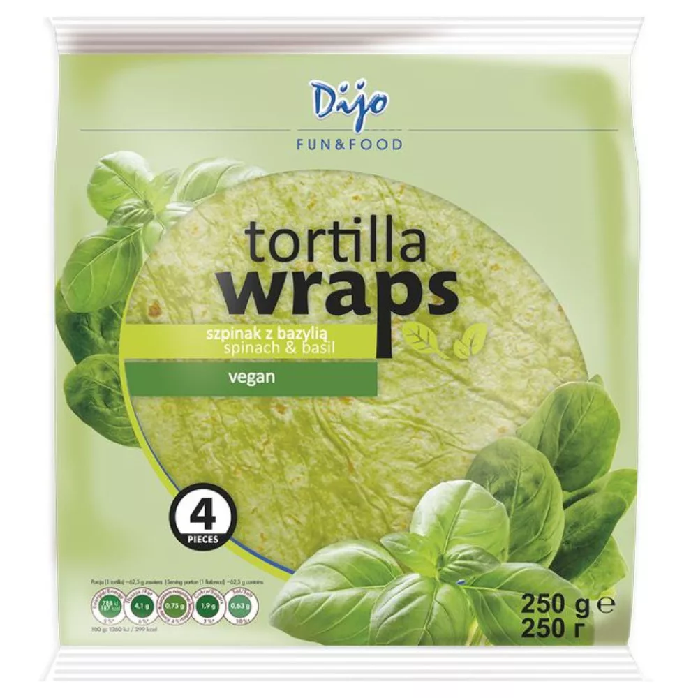 Dijo tortilla spenót és bazsalikom íz