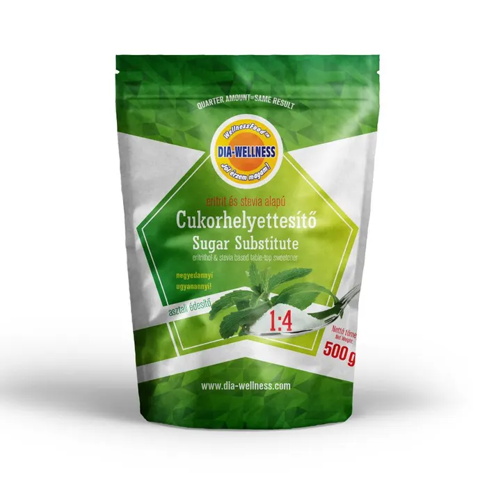 Dia-Wellness erytrit és stevia alapú cukorhelyettesítő 1:4