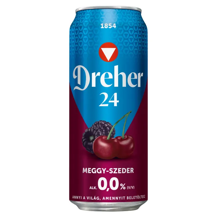 Dreher 24 Meggy-Szeder alkoholmentes világos sör és meggy-szeder ízű ital keveréke 0,0%