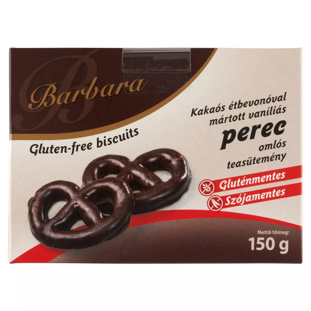 Barbara vaníliás perec kakaós étbevonóval mártott gluténmentes