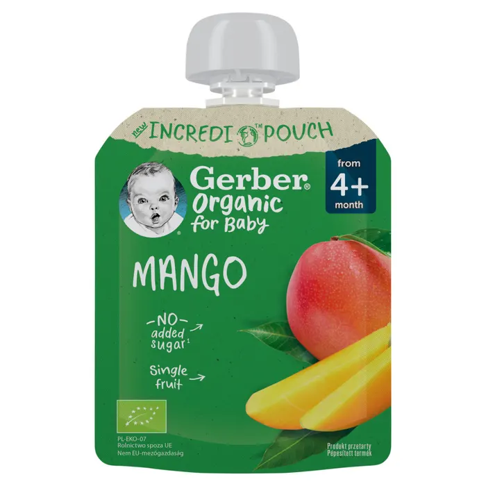 Gerber bio mangó gyümölcspüré, 4 hónapos kortól