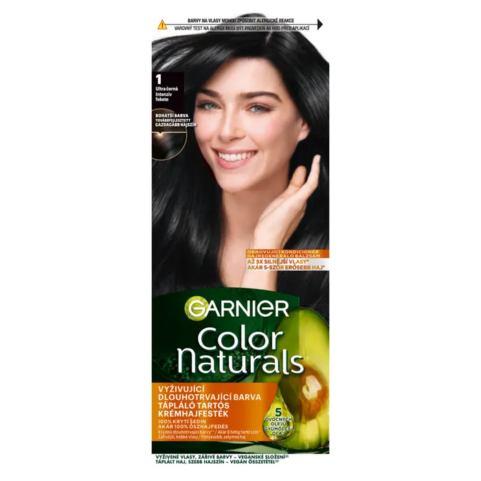 Garnier Color Naturals Tartós hajfesték 1 Ultra fekete, 60 +40 +