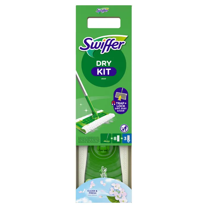 Swiffer Sweeper Kezdőkészet: Felmosó, 8. db Száraz és 3. db Nedves Felmosókendő Utántöltő