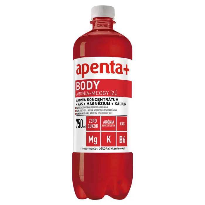 Apenta+ Body arónia-meggy ízű szénsavmentes energiamentes üdítőital édesítőszerekkel